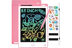 TENXSNUG Tavoletta Grafica LCD Scrittura Bambini, 8,5 Pollici Lavagna da Disegno Cancellabile con Adesivi dei Cartoni Animati, Lavagna Elettronica Digitale Writing Tablet Per Ragazzi Ragazze, Rosa