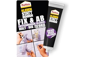 Pattex Kleben statt Bohren Fix & Ab, ablösbarer Montagekleber, stark haftender Wandkleber für Regale und Wandbefestigungen, ohne Beschädigung ablösbar, Kraftkleber hält bis zu 6kg, 44g Tube