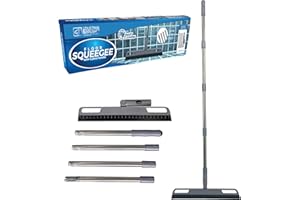 TDBS THE DUSTPAN AND BRUSH STORE Wet Room Floor Squeegee with 4 Piece Collapsible Handle - Squeegee Mop with Durable Rubber Blade - Bathroom Squeegee for Shower, Kitchen and Bathroom, Wet Room, Tiles, Wood Floors, Laminate etc