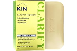 THE BEAUTY KIN Beauty Kin Clarifying Face & Body Wash Cleansing Bar for Oily or Acne Prone Skin w/Salicylic Acid for Spot Control - Anti Blemish - Reduces Spot Redness - Paraben Free Vegan Soap Bar