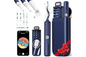 CAPMESSO Otoscopio Endoscopio auricolare: Pulitore auricolare flessibile WiFi HD 1920P con telecamera - 2025 NUOVO Pulitore auricolare grandangolare a 360° con luce per esami di orecchie/naso/gola Otoscopio pe