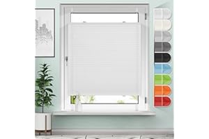 ‎SANFREE Sanfree Plissee Klemmfix Plisseerollo ohne Bohren Weiß B90 x H120cm inkl. Klemmträger Blickdicht und lichtdurchlässig Jalousie Faltrollo Sichtschutz und Sonnenschutz Rollo für Fenster & Tür