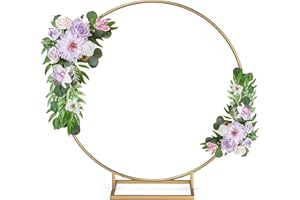 BEKOMIYA Wedding Arch,Round Backdrop Stand, Stable Circle Balloon Arch Frame, Metal Circle Arch Stand for Wedding Birthday Party Baby Shower Decoratio (2.4M)