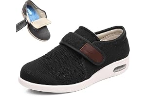 Extra breda promenadsneakers, lätta ortopediska skor, bekväm fritidssko, med justerbar förslutningsrem, för diabetiker, ödem