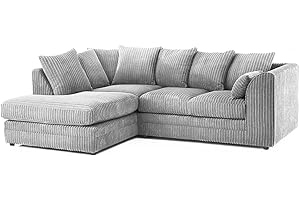 SOFASELECTIONUK LTD Jumbo Cord Scatter Back 4-Seater Left Hand Facing Corner Sofa: Elevate Your Living Room With Comfort and Style