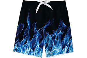 Kids4ever Boys Swimming Shorts Funny Printed Quick Dry Beach Board Trunks with Mesh Lining 6-14 Years