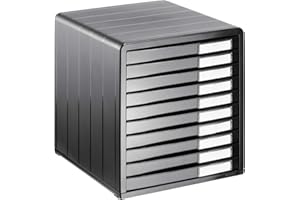 Rotho Timeless Cajón / caja de oficina con 10 cajones, Plástico (PS) sin BPA, antracita, (34.5 x 29.0 x 32.0 cm)