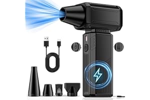 ADUARJO Elettrico Rimuovi Polvere Aria Compressa Senza Fili, Turbo Fan Velocità continua regolabile Super potente 180000 Giri/Min Batterie di grande capacità Soffiatore di Set di Pulizia per del Auto,Home