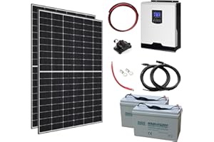 PHOTONIC UNIVERSE 820W 24V Complete Off-grid solar power system with 2 x 410W Sharp solar panels, 3kW hybrid inverter and 2 x 100Ah batteries
