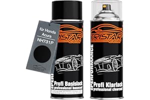 TRISTARcolor Pintura automotriz Set de botes de spray para Honda/Acura NH731P Crystal Black Perl/New Effect Black Perl Pintura base pintura transparente aerosol 400 ml