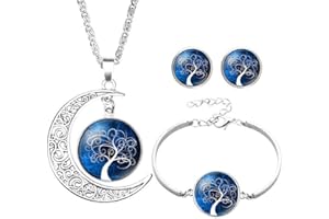 Caimeytie Parure Femme Collier Boucle d'oreille Bracelet Arbre de Vie