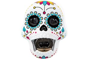 BigMouth Inc. Abrebotellas de calavera de azúcar, divertido montaje en la pared, accesorios divertidos para bar en casa, es una gran idea de regalo, color negro