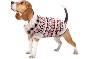 Hjumarayan Hundepullover - Boho Hundepullover Kleine Hunde Weihnachtspullover, Schöne Hunde Pullover mit Geschirr Öffnung, Dicken Hundepulli Chihuahua Yorkshire Jack Russell Pullis (Rot M)