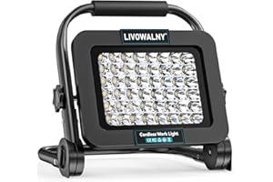 LIVOWALNY Reflektor budowlany LED do Makita, 18 V, 40 W, 4000 lm, przenośny, bezprzewodowy reflektor LED z 2 trybami jasności, do garażu, na kemping i plac budowy (bez baterii)