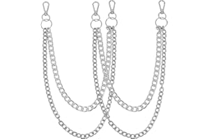 DmDoyy 2 Pcs Chaine Pantalon Double Couche, Chaîne Portefeuille Hip Hop Punk En Métal Et Porte-clés Pour Pantalons, Chaîne De Jean Pour Hommes Et Femmes(59cm+69cm)