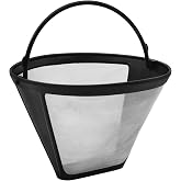 Fackelmann Permanent Coffee or Tea Filter No. 4, Optimal for Drip Coffee Maker, Reusable, Stainless Steel Mesh, Black, 11.5 x