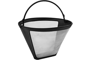 Fackelmann Filtro Permanente Café o Té nº4, Óptimo para Cafetera Eléctrica de Goteo, Reutilizable, Malla de Acero Inoxidable, Color Negro, 11.5x8.5cm, 1 ud