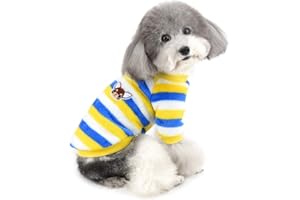 ZUNEA Jerséis Invierno para Perro Pequeño Forro Polar Invierno Abrigos Chaquetas para Cachorros a Rayas Supersuave Ropa para Climas Fríos para Mascotas Chihuahua Gatos Perros Niñas Niños Azul XXL