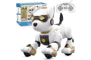 PRANITE Robot Perro Inteligente Programable Con Control Remoto, Recargable Interactivo Juguete Con Imitación Animal, Control de Voz, Cantar y Baile Para Niños y Niñas
