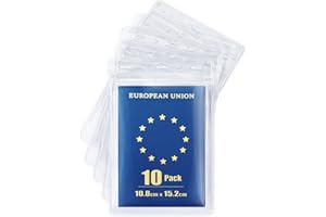 MIFFLIN Porta passaporto e carta (trasparente, 10,2 x 15,2 cm, confezione da 10) Porta badge identificativo extra large (XXL), Porta carte di credito verticali impermeabili in plastica