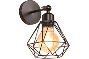 TOKIUS Apliques de Pared Vintage Diseño de Jaula de Hierro Ø 16cm Negro Industrial Lámpara Pared Interior Lámpara de Techo Ajustable para Pasillo Escalera Dormitorio (1 Pieza, # Negro)