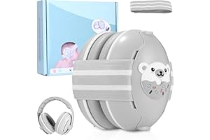 Zofory 2-in-1 Gehörschutz Baby Kopfhörer, Gehörschutz Baby, Kopfhörer Lärmschutz, Verstellbares Kopfband Ohrenschützer, Geeignet für Kleinkinder unter 48 Monaten