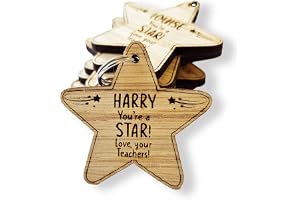 Mooseys School Leaver Class of 2026 Keyring Gifts, Teacher Pupil Personalised Wooden Star, End of year, term Gift
