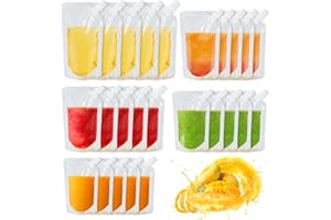 DECORDWELL 25 Pezzi Sacchetti per Bevande, Sacchetti Riutilizzabili per Bevande, Confezione sacchetti per bevande per festival,Sacchetti per Bevande Festive Trasparente Resistente Impermeabile e sigillato