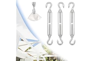 HUAHAO 3 Pcs Turnbuckle Wire Tensioner M8 Stainless Steel Wire Rope Tension Adjustable Heavy Duty Turnbuckle Tensioner Hook and Eye Set for Shade Sails Tent, Clothesline, Cable Railing, Fence