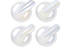 Allstarry Chrome Nail Powder 4 Colors Iridescent Aurora Powder Metallic Mirror Effect Pigment Pearlescent Mermaid Glitter Unicorn Glitter for Nail Art Manicure Decoration Home DIY Salon