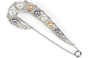 styleBREAKER 05050108 - Spilla da balia da donna in formato XXL con strass e perline per poncho, scialli o sciarpe