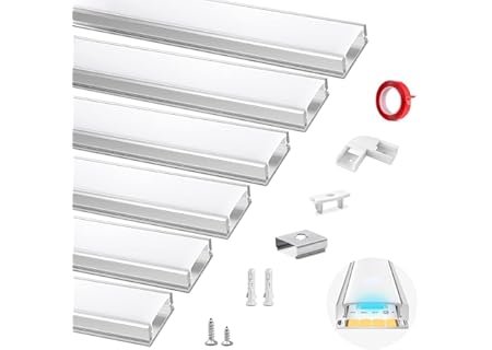HOMMAND 6 x 1m / 3.3ft LED aluminiumkanal, LED Kanal och diffusor för LED Remsa, LED Profil med ändk - Amazon Deal & Rabatt