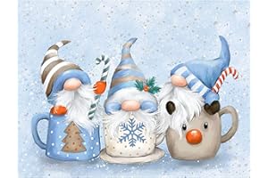 NAIMOER Noël Peinture Diamant Adulte, Diamond Painting Gnomes Complet, Diamant Painting Nains dans une tasse Enfants Diamant Strass Point de Croix Cristal Painting pour Murale Décor 30x40cm