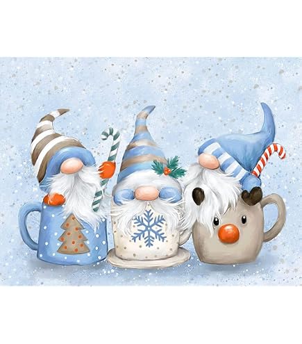 12 Kits De Peinture Diamant Pendentifs Noël - Père Noël Et Nains, Porte-clés DIY à Décorer, Strass 5D