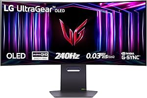 LG UltraGear OLED 34GS95QE Monitor Gaming 34", 21:9 Curvo (800R), WQHD (3440x1440), OLED, 240Hz, 0,03ms (GtG), G-Sync, FreeSync Premium Pro, HDR 400 True Black, HDMI 2.1, DisplayPort, Nero
