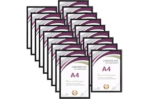 Hoikwo Cadre Photo A4 (21x29,7 cm), Lot de 18 Cadre Photo Noir à Bord Étroit pour Certificat, Cadre A4 pour Photographies, Certificat, Document - Affichage Mural ou Sur Table