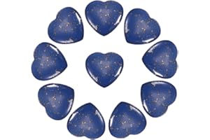 PATIKIL 10 Pcs Natural Heart Shaped Crystal Stone, 1 Inch Mini Polished Love Gemstone Crystal, Pocket Rock Engraved Worry Stones for Women Gifts Meditation, Sea Blue