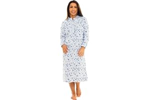 Nikaro Ladies Floral Nightdress Super Soft Thermal 100% Brushed Cotton Winceyette Nightie