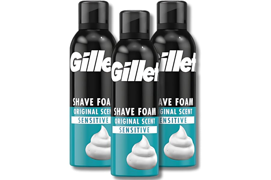 Classic Sensitive Skin Shaving Foam, 200ml – Pack of 3 for Gentle and Effective Shaving with Soothing Formula to Prevent Irritation and Ensure a Smooth, Comfortable Shave Every Time