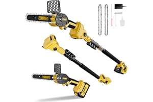 TROOZY Mini Motosierra Bateria 2-EN-1 Podadora Telescopica, Brushless, Podadora de Altura Electrica con batería 3000mAh hasta 100min, Sierra Electrica Podar Arboles (6inch, 21V, hasta 4.57m)