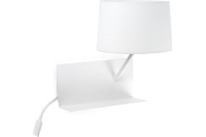 Faro Barcelona 28414 - HANDY Lámpara Aplique (bombilla incluida) LED, 20W^3W, cuerpo y lector de acero pantalla textil blanca, color blanco