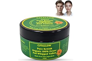 CJ AND JJ BEAUTY TALLOW Beef Tallow Premium Whipped Face Cream & Moisturiser for Skin Care | Vitamin A,D,E,K, Omega 7 | 100% British Organic Pasture Raised Grass Fed Tallow | Made in Hampshire UK by (CJ TALLOW) Net Wt 60ml