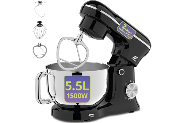NexLev Stand Mixer 5L SS Bowl 1500W 10 Speeds Pulse Function Planetary Rotation Whisk, Beater & Dough Hook 100% Copper Motor For Roti Atta, Cookie Dough, Cake, Whip Cream & more ST-01