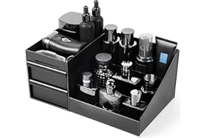 FOREST ANGLE Mens Organizer,Perfume Organizer,Cologne Stand,Cologne Shelf,Perfume Stand,Bathroom Countertop Storage,Shelf for Bathroom Counter,Mens Dresser,Men Bedroom,Birthday Gifts for Men(Black)