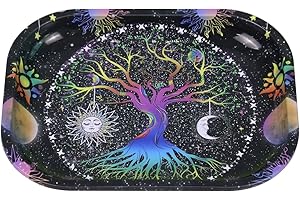 EPZOEE Rolltabletts Premium Metalltablett mit Design – perfekte Größe für Zuhause oder Reisezubehör, Lifetree