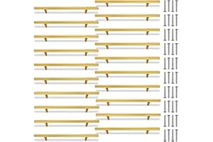 AHAQU 20PCS Gold Cabinet Handles, 200mm (128mm Hole Center) Stainless Steel Kitchen Cupboard Handles, T Bar Wardrobe Handles Drawer Pulls for Furniture