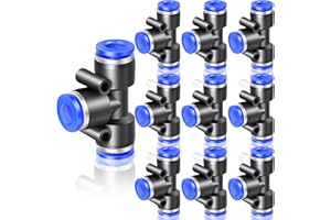 ERGAOBOY 10 Pcs Bleu 8mm OD 3-Way Tee Pneumatique Raccords Push To Connect (PE-8)