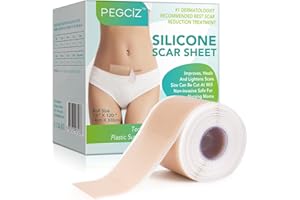 FROVETANI Silikon-Narbenblätter, Professionelles Narbenpflaster, Narbenpflaster Silikon, Weiche Narbenblätter für Akne, Keloid, Verbrennungen, Akne, C-Abschnitt (1.6” x 120”Roll-3M)