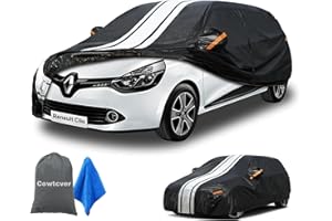 Cowtcver Housse de Voiture Extérieur pour 1990-2024 Renault Clio, Bâche Voiture Étanche Respirante Contre Pluie Soleil Poussière, Housse de Protection Voiture avec Zip et Doublure en Coton.