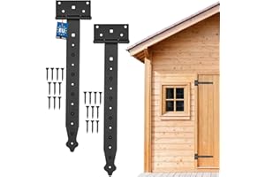 KOTARBAU® 2 Stück Kreuzgehänge Schwarz 350 mm Ladenband Scharnier Schwarz Band Türscharnier Aussen Tor Scharniere Torbänder Torscharnier Baubeschlag Gartentorband Pulverbeschichtet